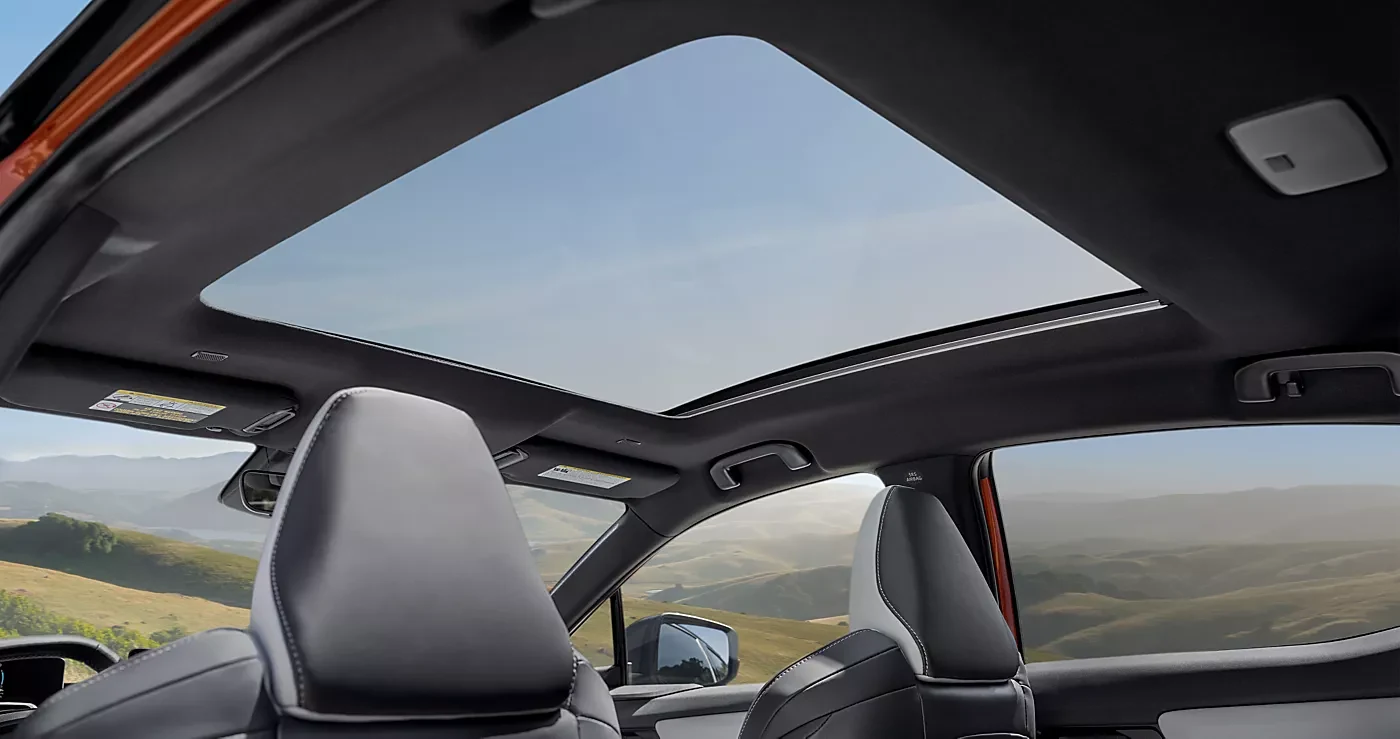 The panoramic fixed-glass roof above the Uncharted cabin