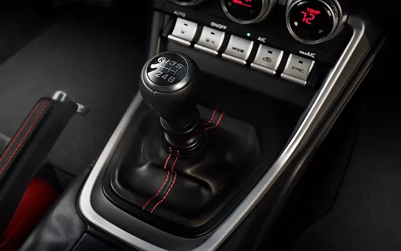 The BRZ manual shifter and centre console controls
