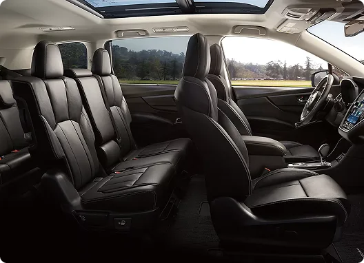 Second-row bench seating in the eight-passenger Subaru Ascent cabin