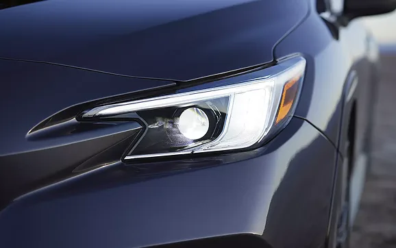 Close-up of the WRX headlight and front bumper
