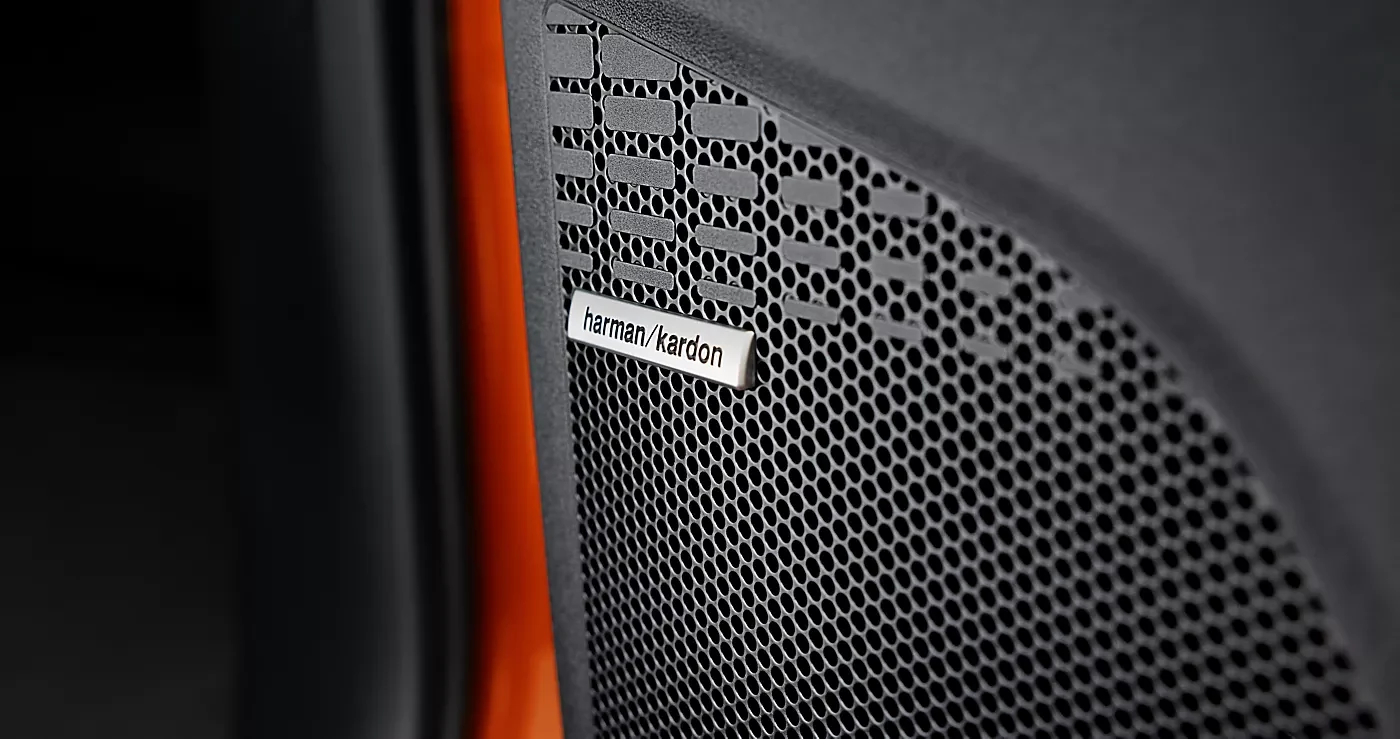 A Harman Kardon speaker grille inside the 2026 Subaru Uncharted