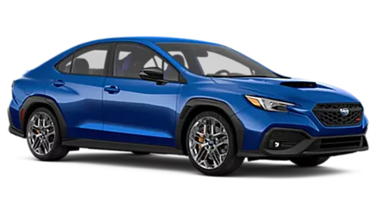 Blue 2026 Subaru WRX tS in three-quarter view
