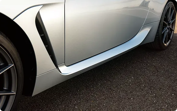 Side profile detail of a silver BRZ showing its wheel and body line