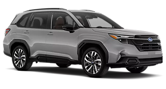 A silver 2026 Subaru Forester Touring in profile