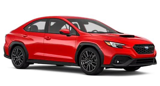 Red 2026 Subaru WRX Premium in three-quarter view