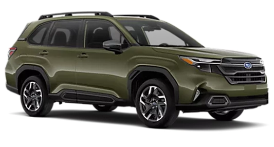 An olive green 2026 Subaru Forester Limited in profile