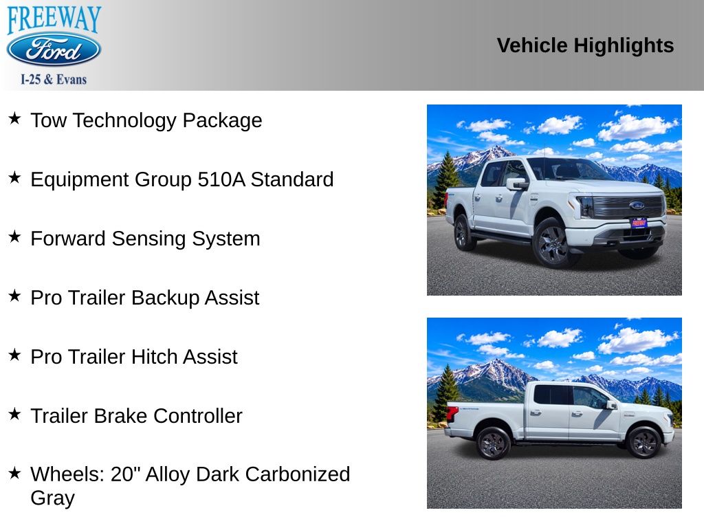 Used 2023 Ford F-150 Lightning Lariat with VIN 1FTVW1EL6PWG02213 for sale in Denver, CO