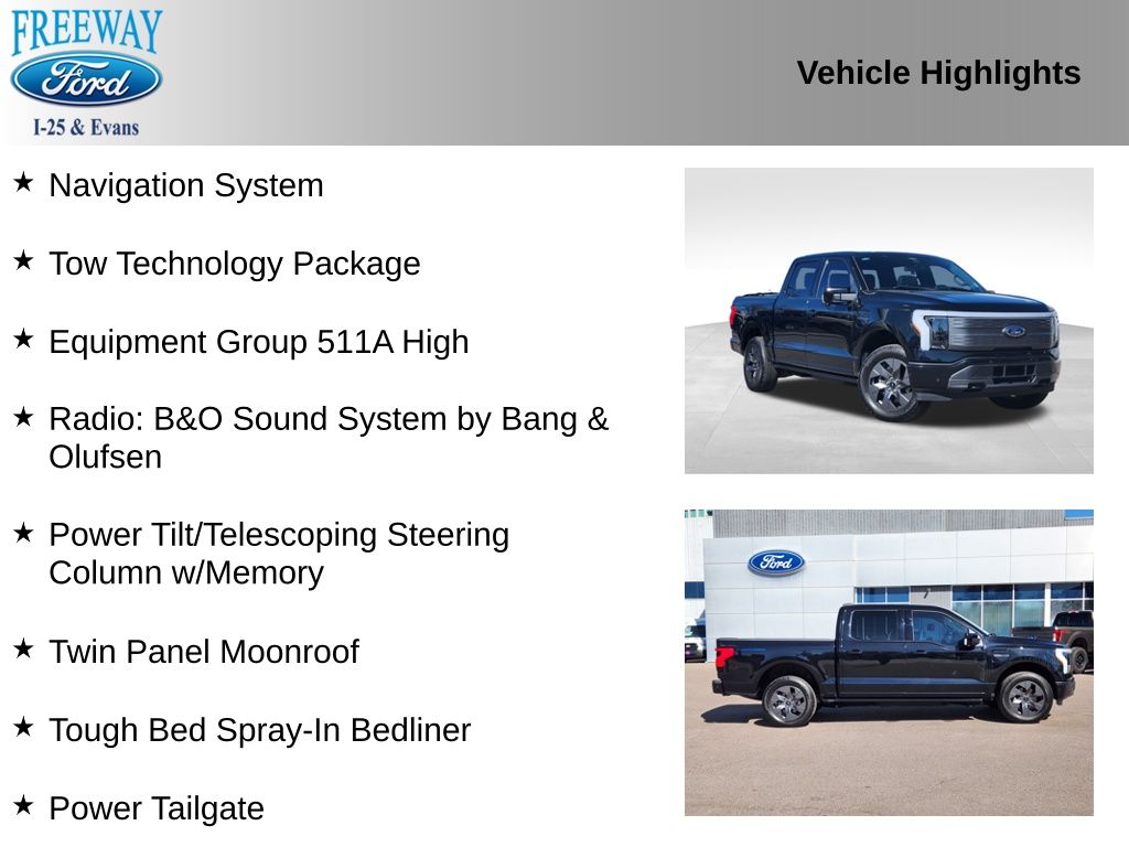 Used 2023 Ford F-150 Lightning Lariat with VIN 1FTVW1EV2PWG38336 for sale in Denver, CO