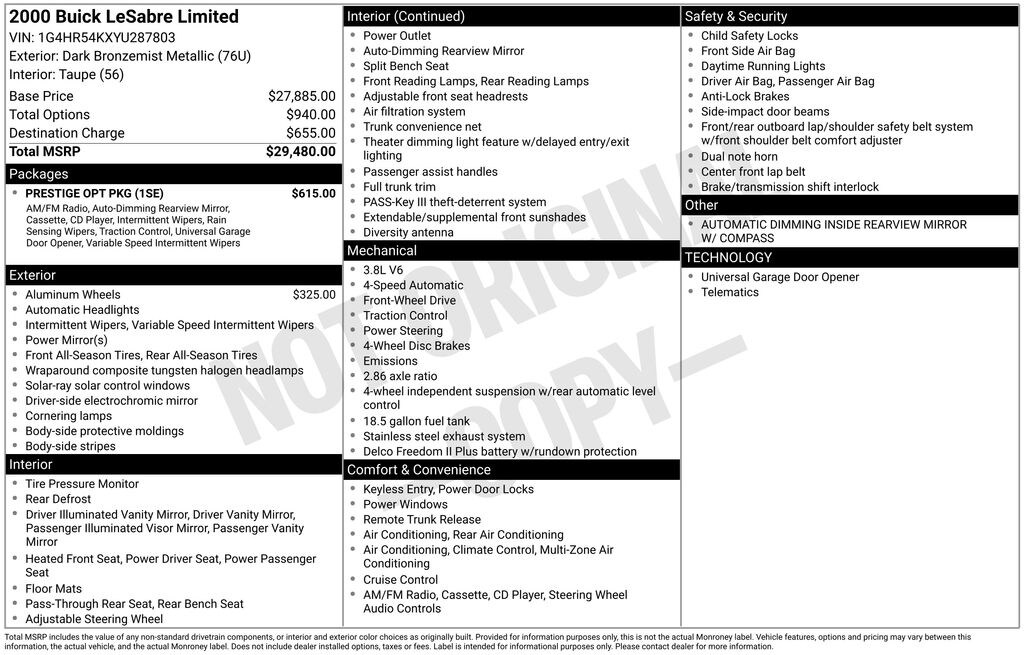 Used 2000 Buick Lesabre Limited Sedan