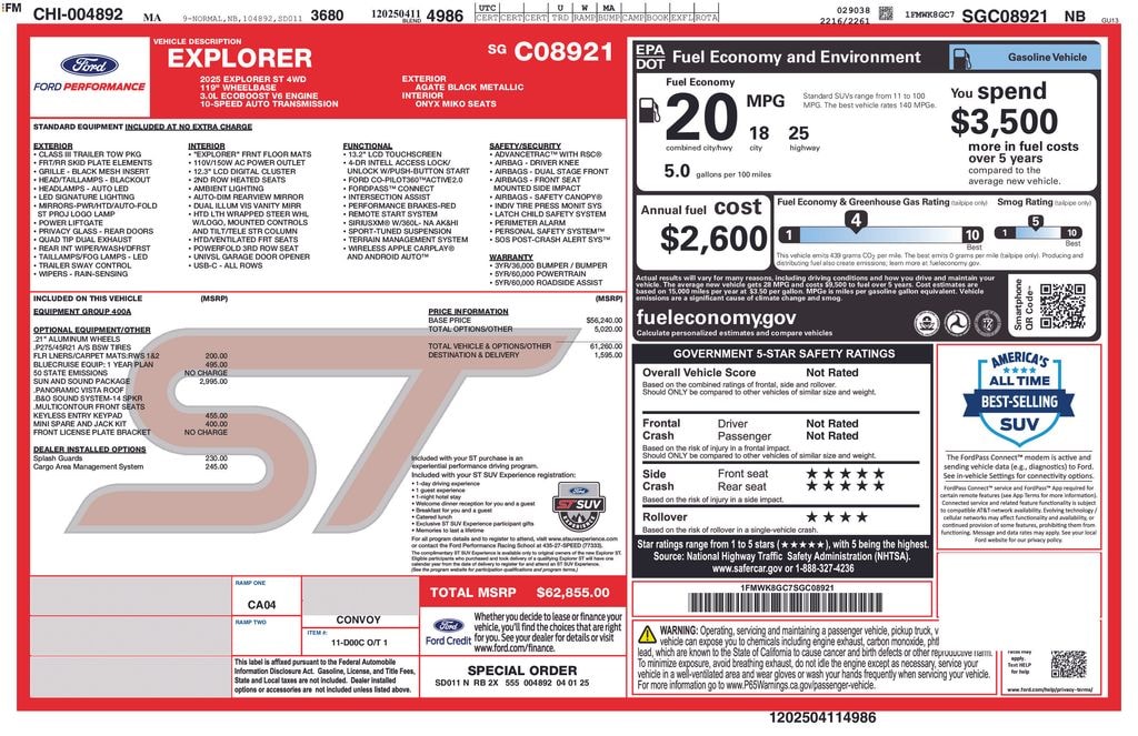 Used 2025 Ford Explorer ST SUV