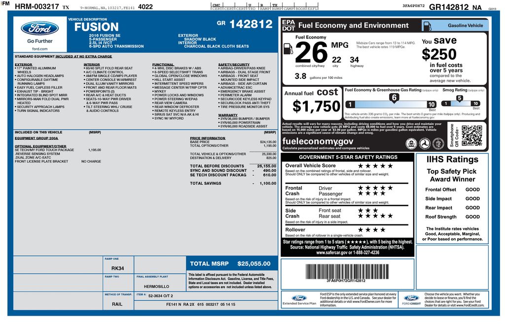 2016 Ford Fusion SE FWD's photo