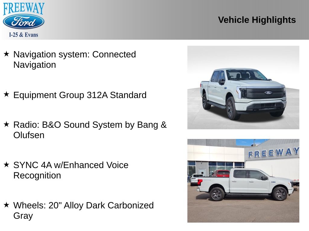 Used 2024 Ford F-150 Lightning Flash with VIN 1FT6W3L74RWG30987 for sale in Denver, CO