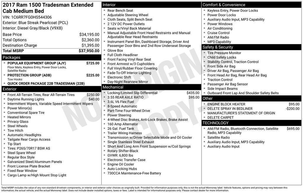 Used 2017 Ram 1500 Tradesman Truck