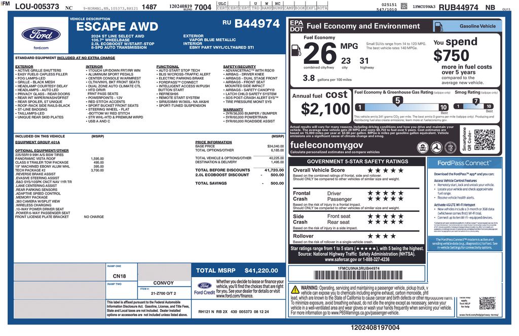 2024 Ford Escape ST-Line Select AWD 2.0L's photo