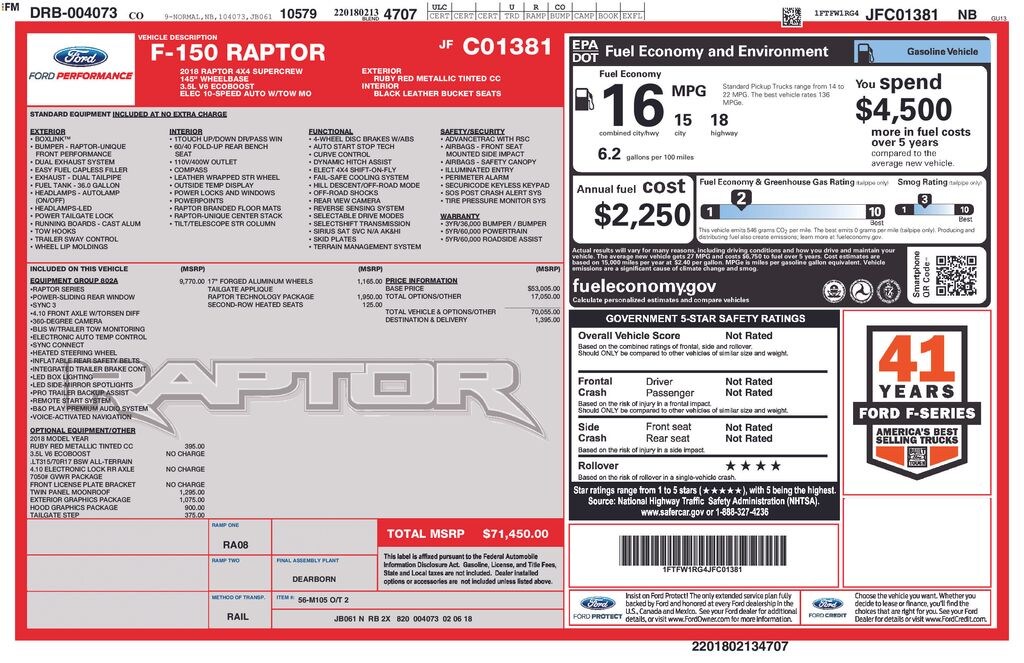 Used 2018 Ford F-150 Raptor Truck