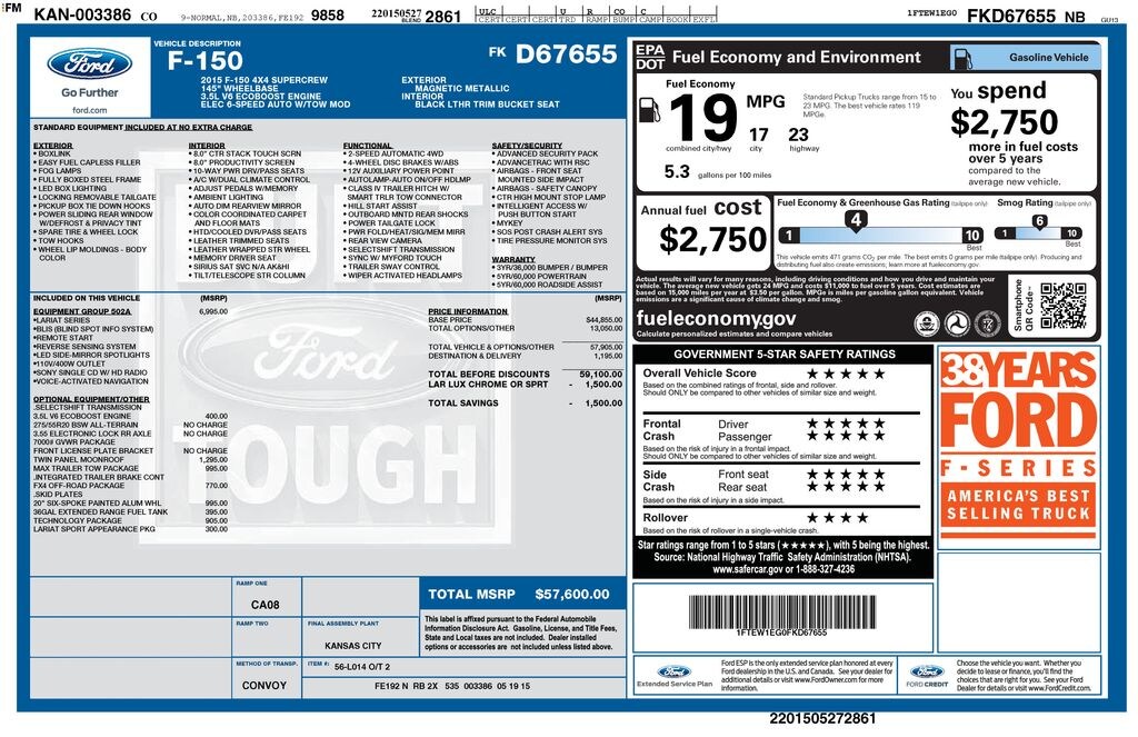 Used 2015 Ford F-150 Lariat Truck