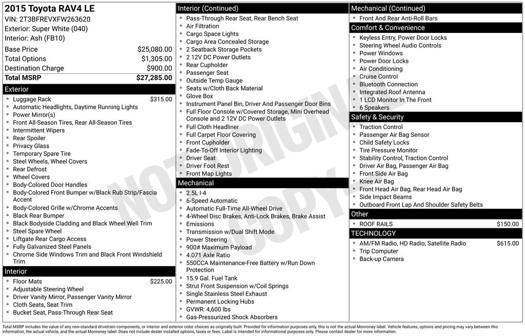 Used 2015 Toyota RAV4 LE SUV