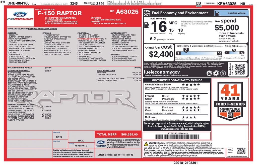 Used 2019 Ford F-150 Raptor Truck