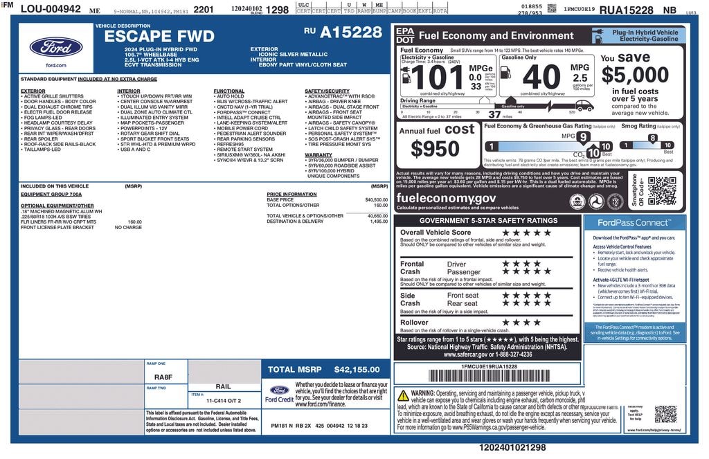 Used 2024 Ford Escape Plug-In Hybrid Base SUV