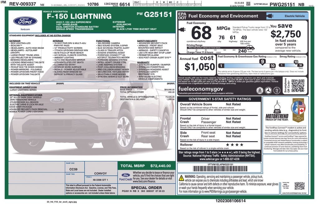 Used 2023 Ford F-150 Lightning Lariat Truck