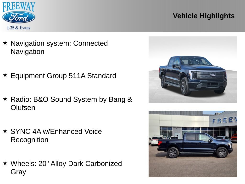 Used 2024 Ford F-150 Lightning Lariat with VIN 1FT6W5L76RWG21865 for sale in Denver, CO