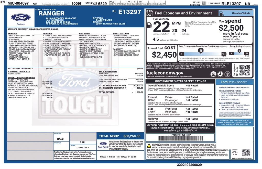 Used 2024 Ford Ranger Lariat Truck