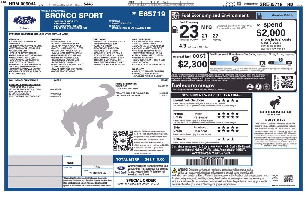 Certified 2025 Ford Bronco Sport Badlands SUV