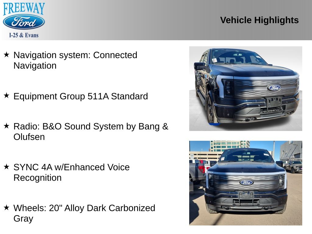 Used 2024 Ford F-150 Lightning Lariat with VIN 1FT6W5L70RWG13423 for sale in Denver, CO