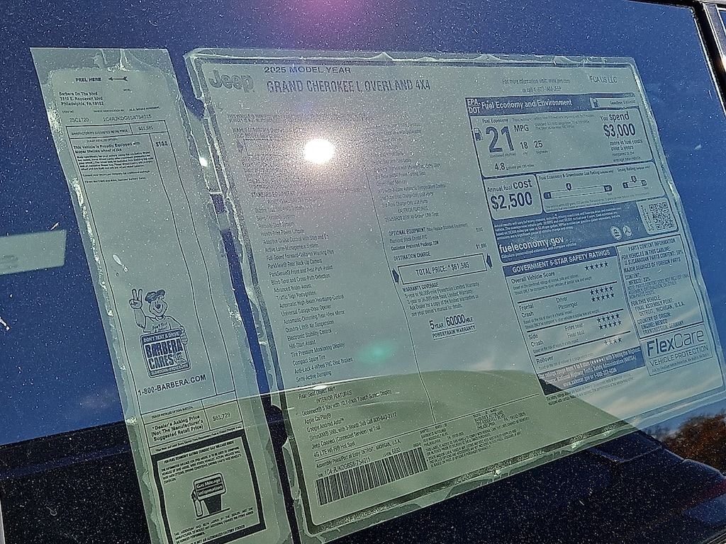 New 2025 Jeep Grand Cherokee L OVERLAND 4X4 Sport Utility