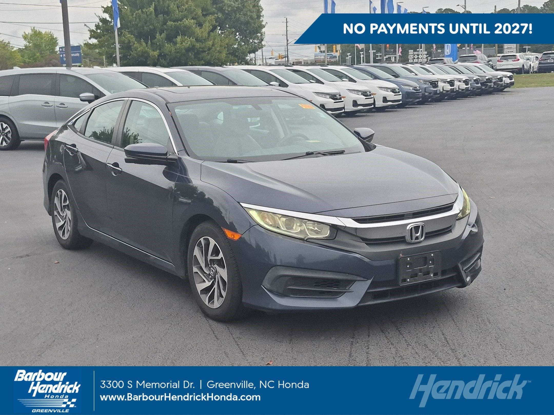 Certified 2017 Honda Civic EX with VIN 19XFC2F71HE015207 for sale in Greenville, NC