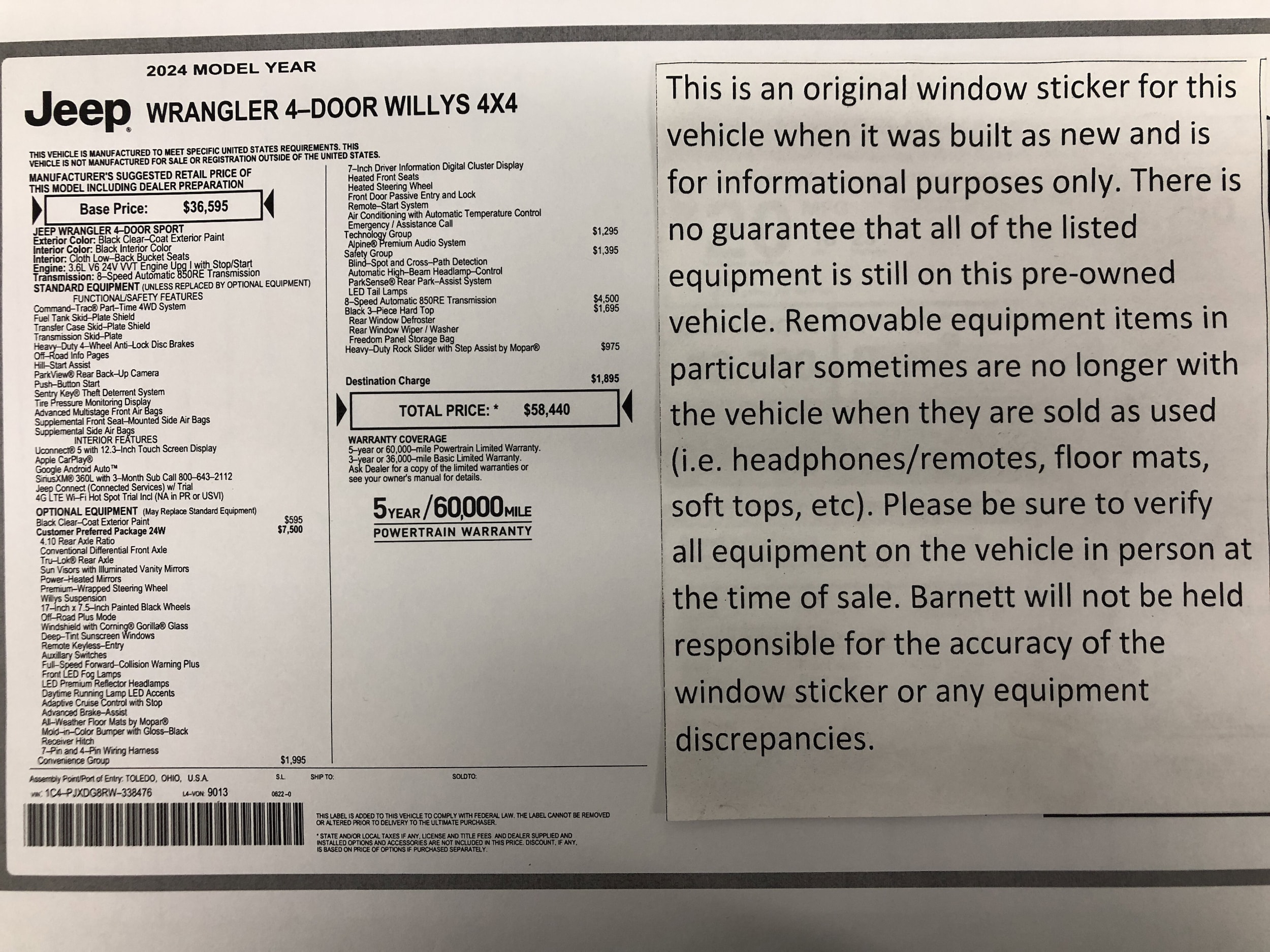 Used 2024 Jeep Wrangler 4-Door Willys with VIN 1C4PJXDG8RW338476 for sale in Saint Paul, Minnesota