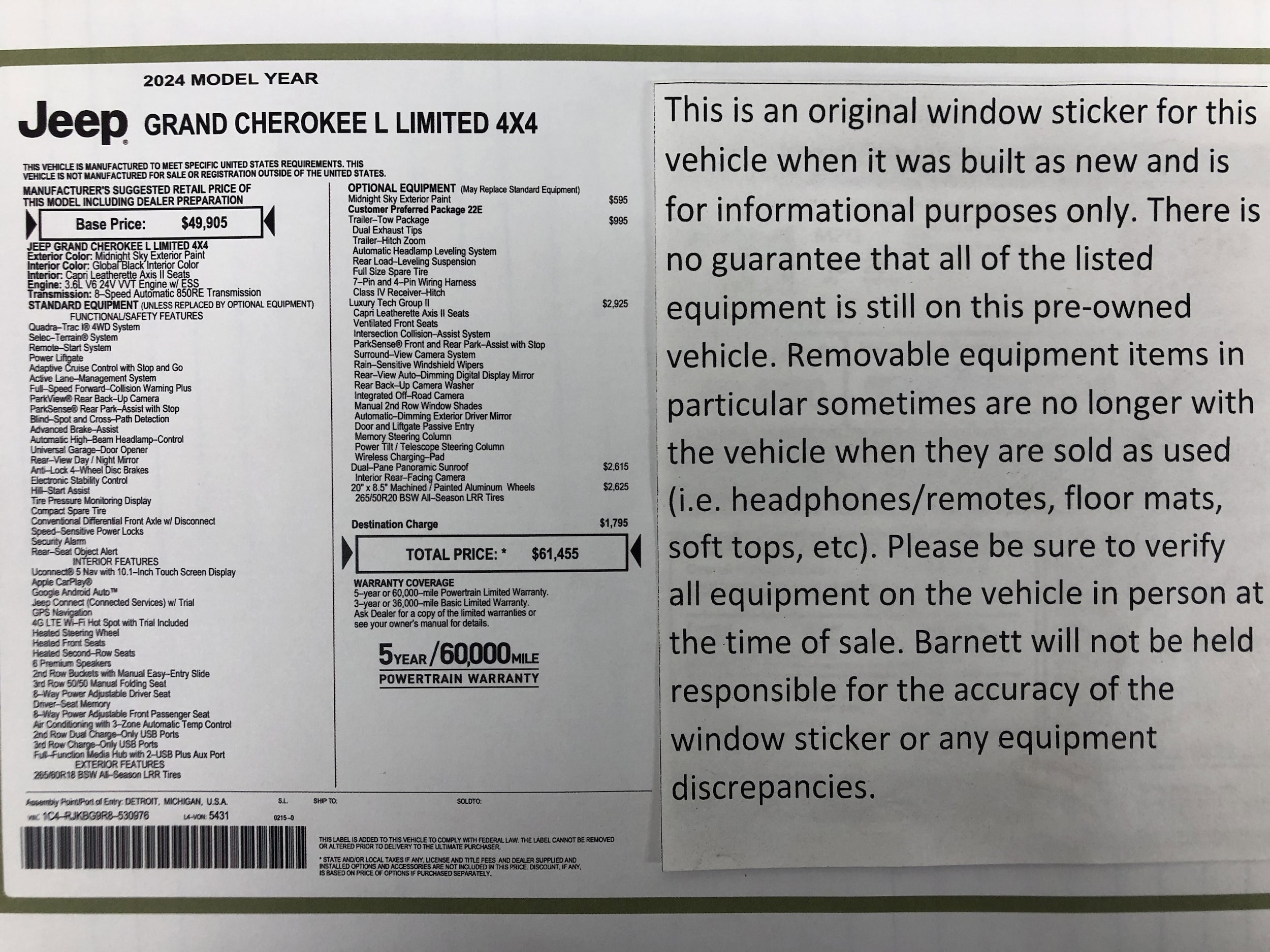 Used 2024 Jeep Grand Cherokee L Limited with VIN 1C4RJKBG9R8530976 for sale in Saint Paul, Minnesota