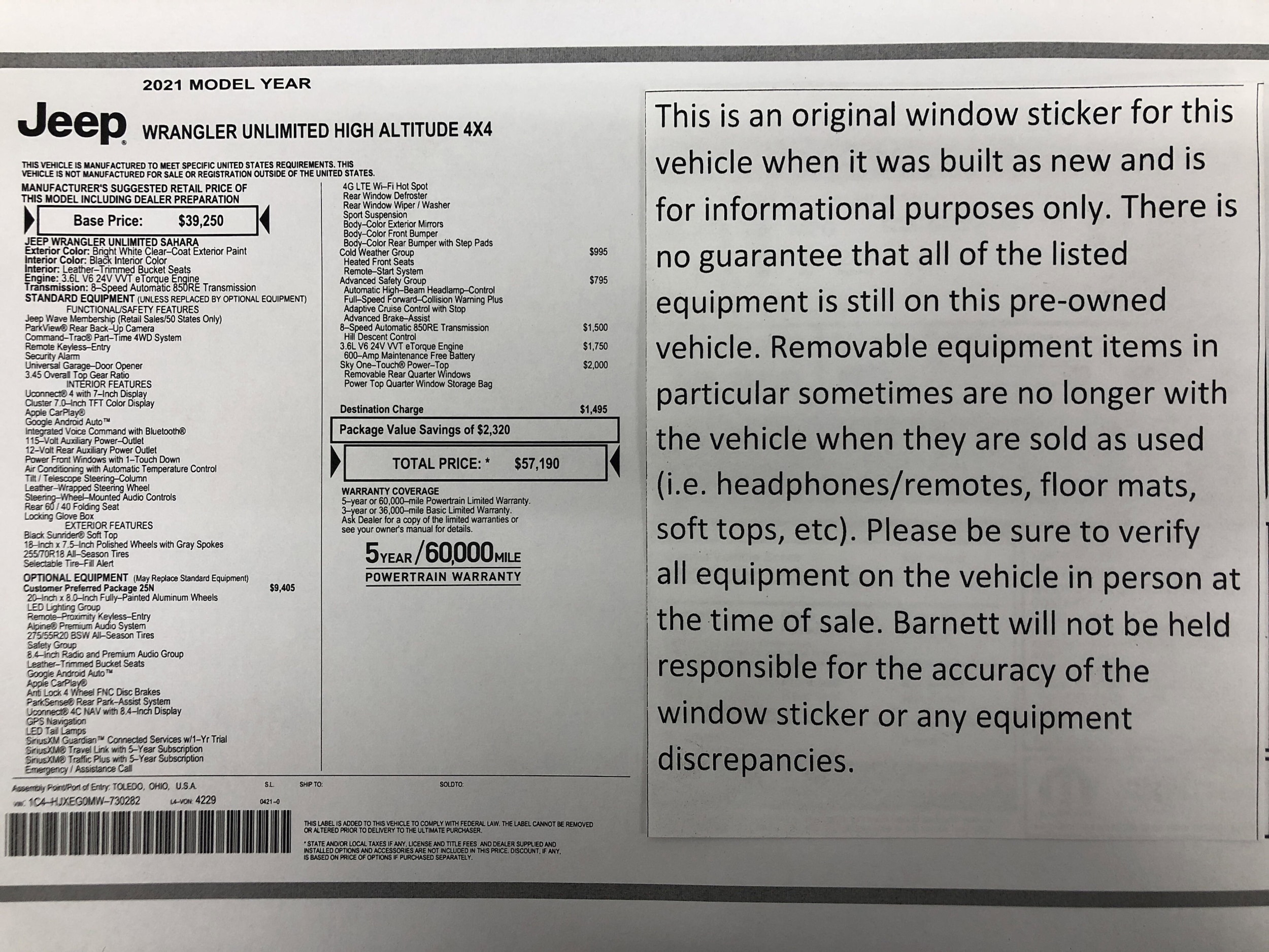 Used 2021 Jeep Wrangler Unlimited High Altitude with VIN 1C4HJXEG0MW730282 for sale in White Bear Lake, MN