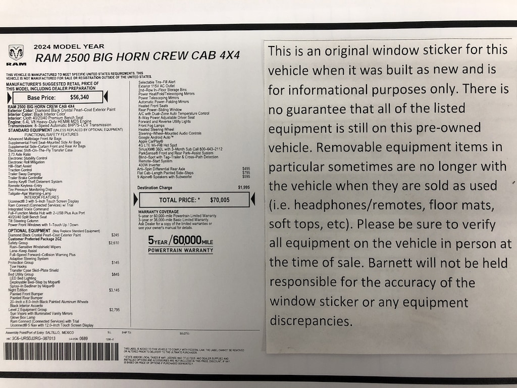 Used 2024 Ram 2500 Big Horn Truck Crew Cab