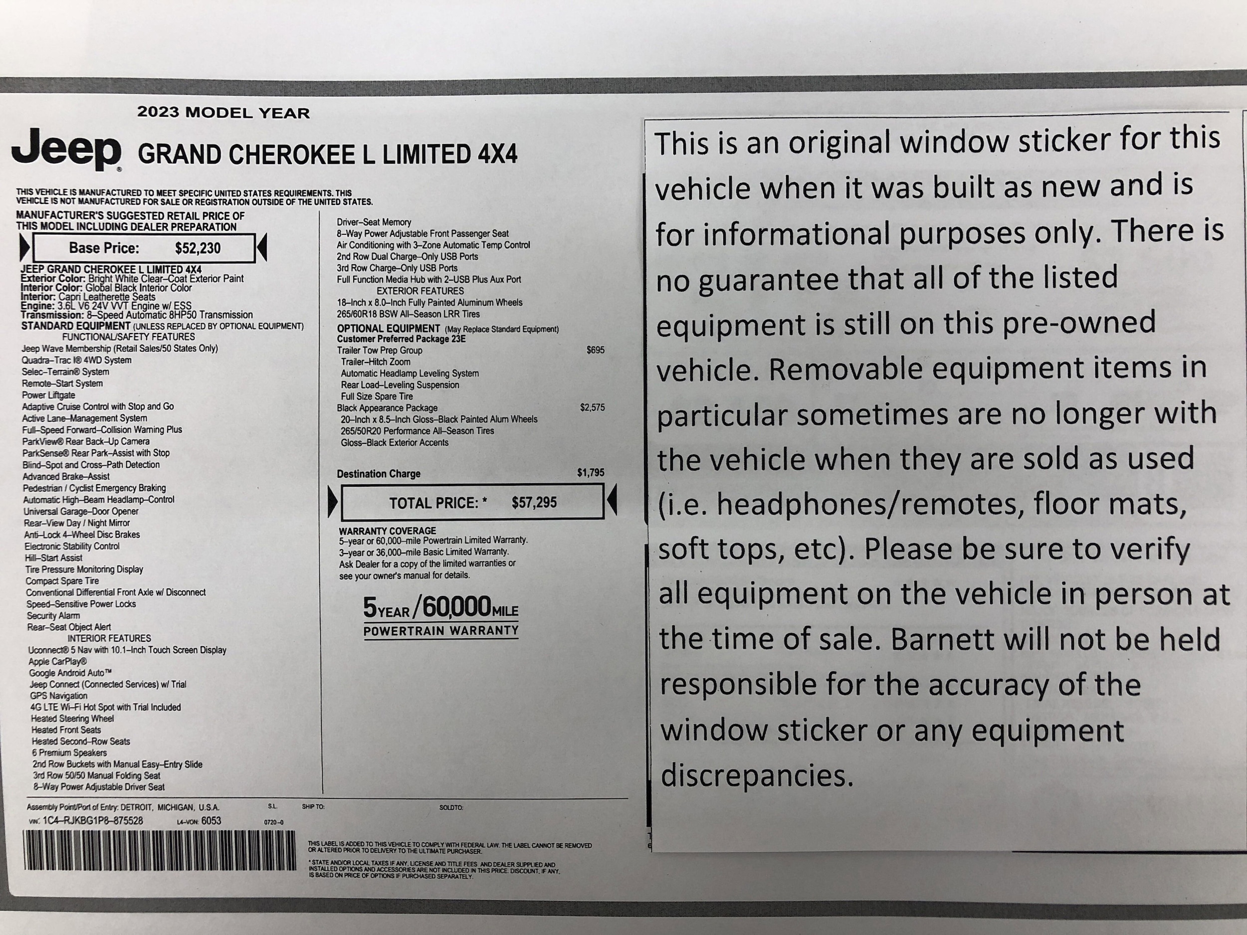 Used 2023 Jeep Grand Cherokee L Limited with VIN 1C4RJKBG1P8875528 for sale in White Bear Lake, Minnesota