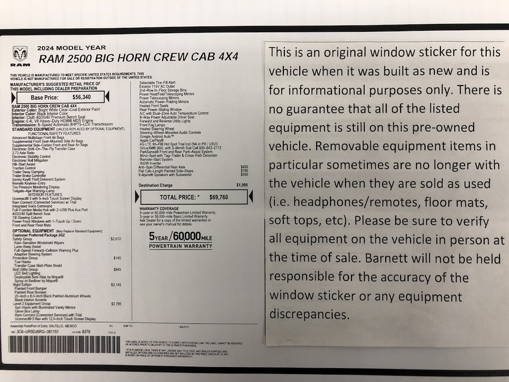 Used 2024 Ram 2500 Big Horn Truck Crew Cab