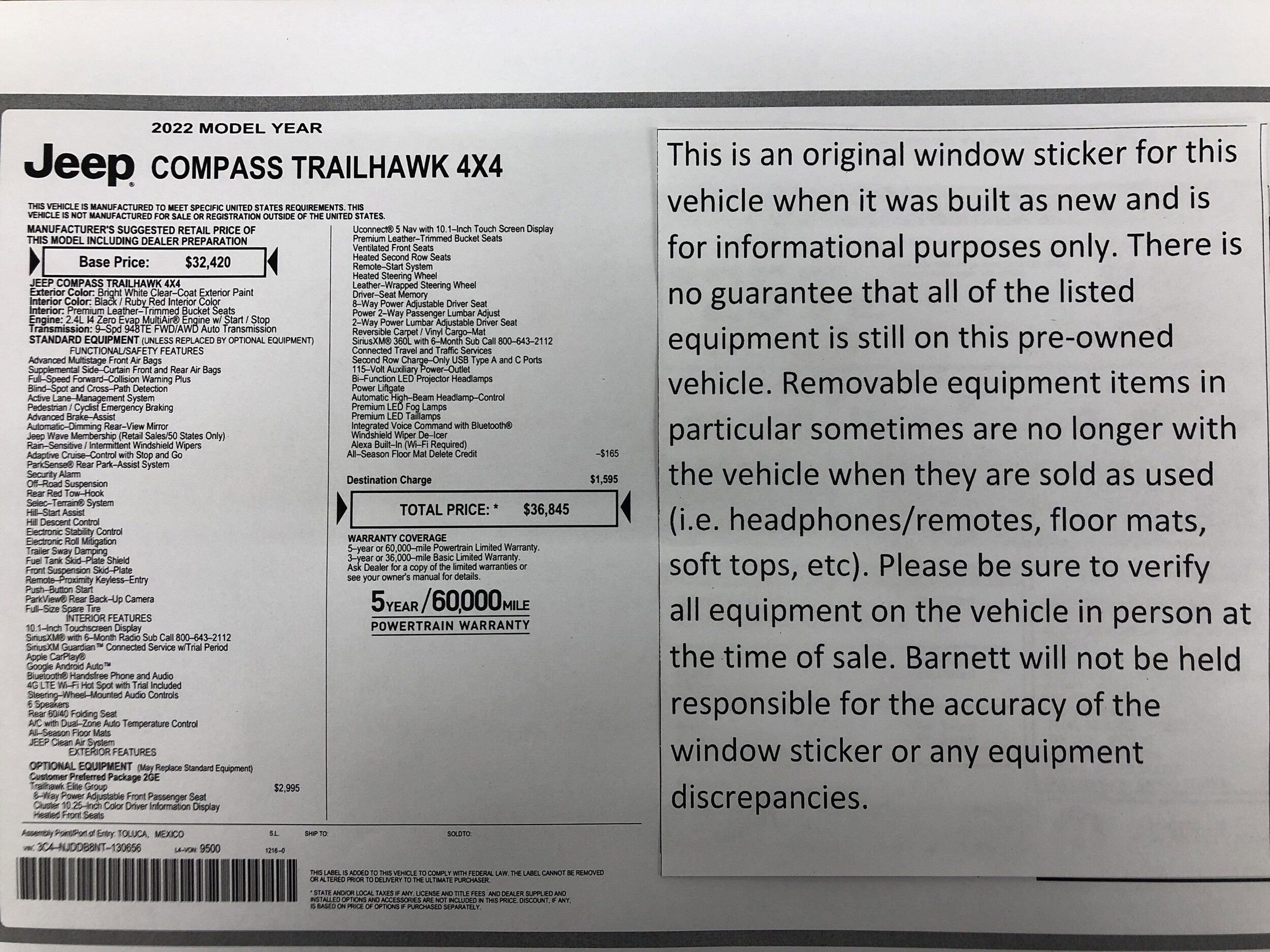 Used 2022 Jeep Compass Trailhawk with VIN 3C4NJDDB8NT130656 for sale in White Bear Lake, Minnesota