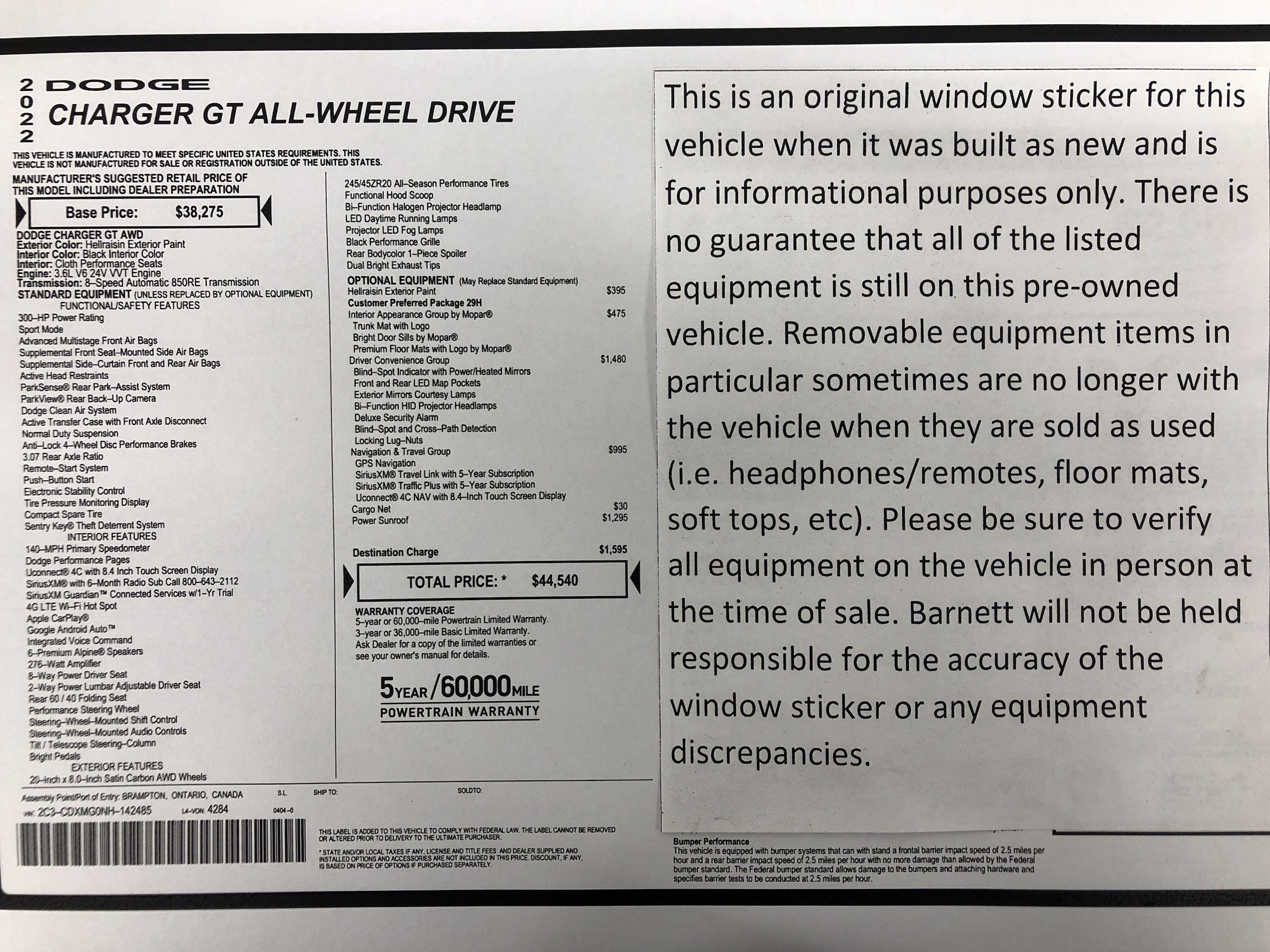 Used 2022 Dodge Charger GT with VIN 2C3CDXMG0NH142485 for sale in White Bear Lake, Minnesota