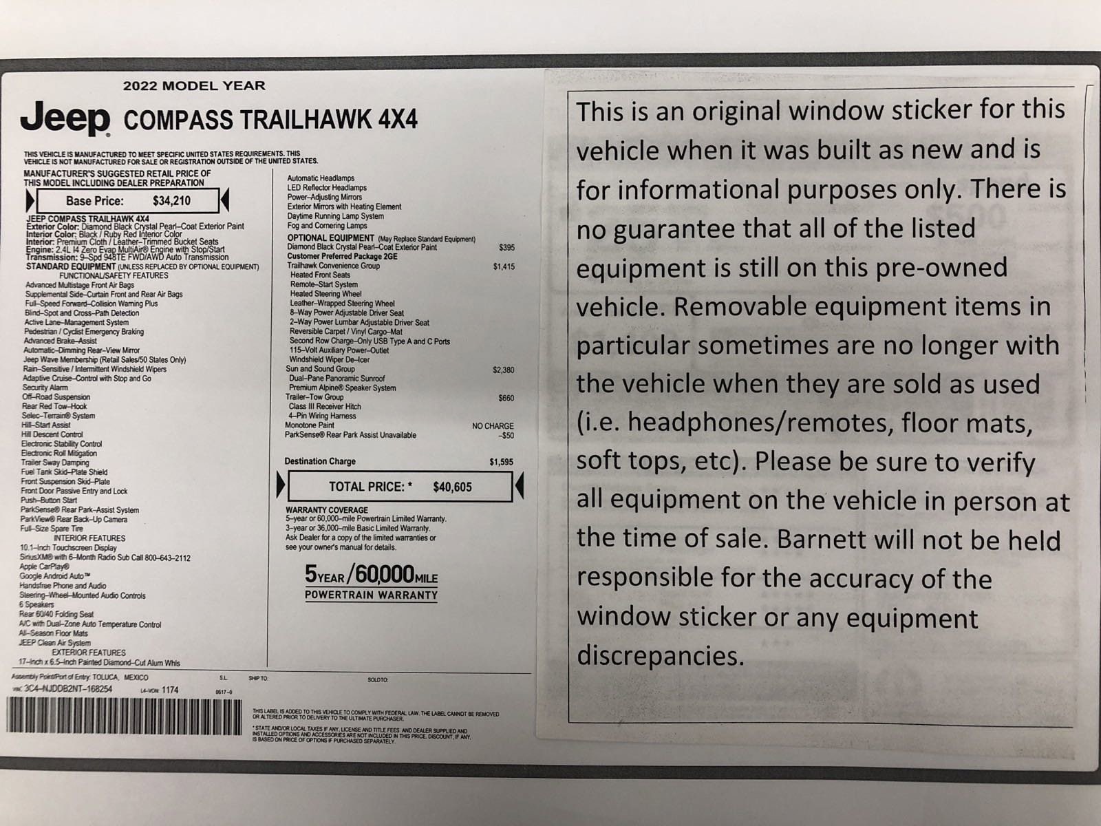 Used 2022 Jeep Compass Trailhawk with VIN 3C4NJDDB2NT168254 for sale in White Bear Lake, Minnesota