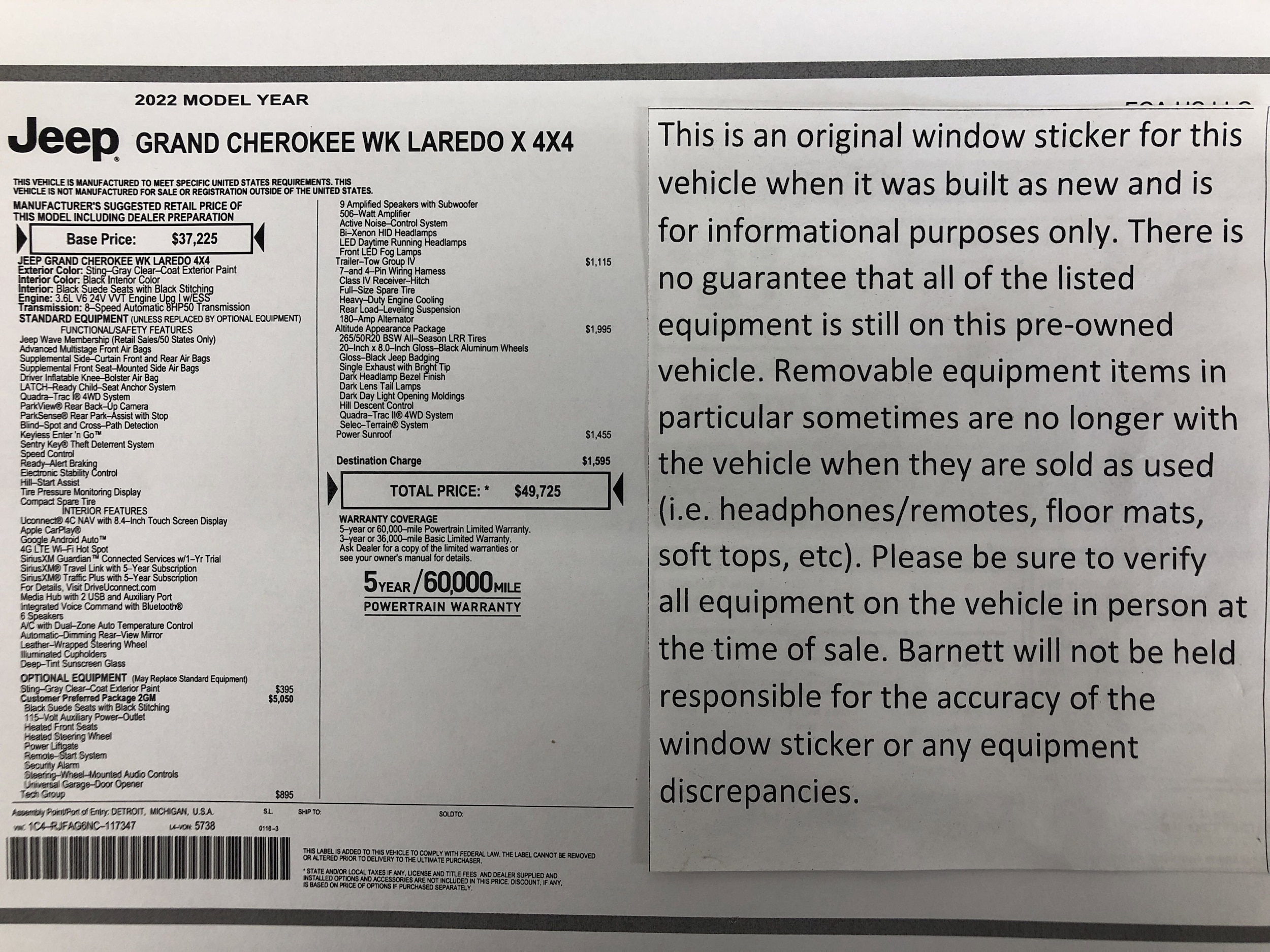 Used 2022 Jeep Grand Cherokee WK Laredo X with VIN 1C4RJFAG6NC117347 for sale in White Bear Lake, Minnesota
