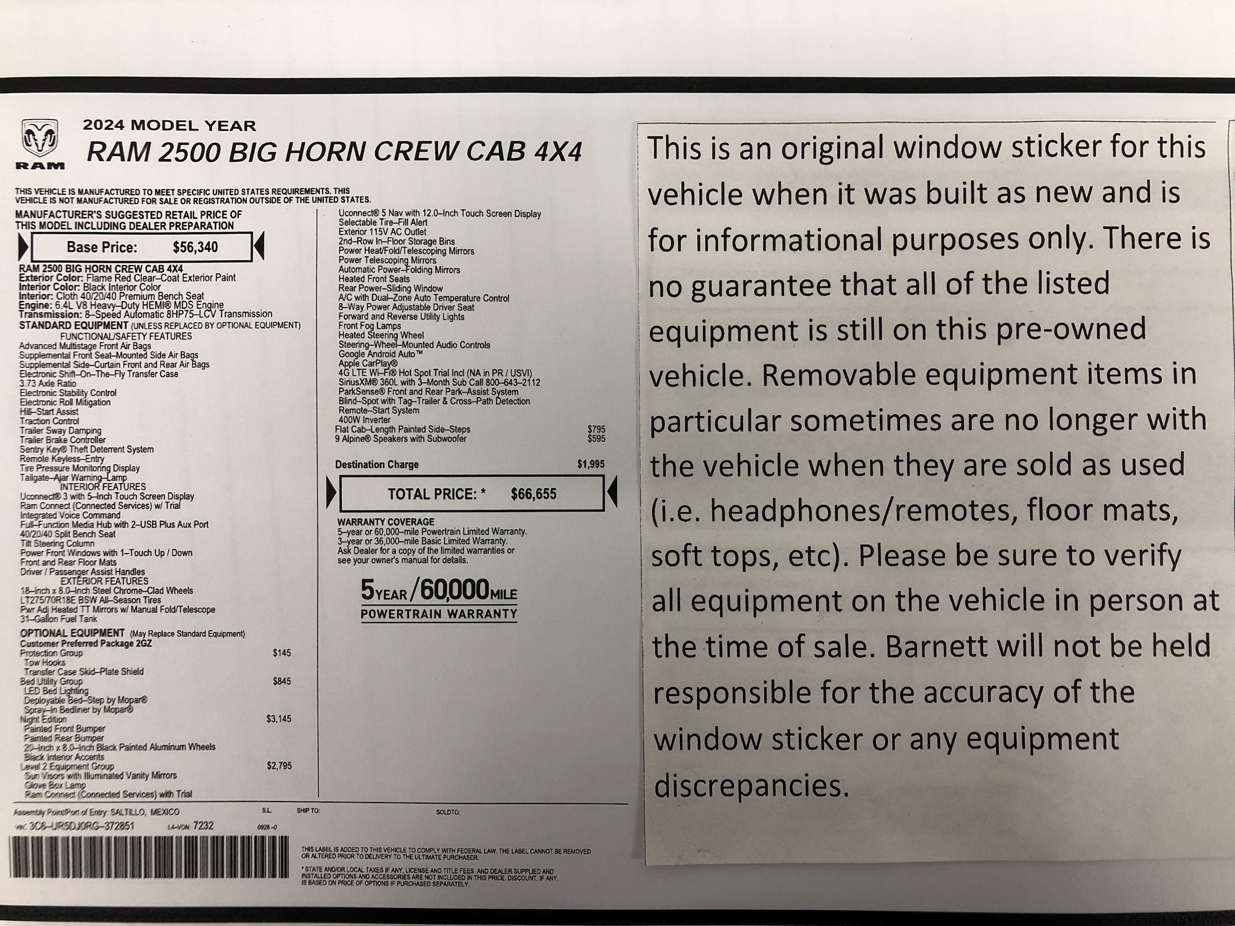 Used 2024 RAM Ram 2500 Pickup Big Horn with VIN 3C6UR5DJ0RG372851 for sale in Saint Paul, Minnesota