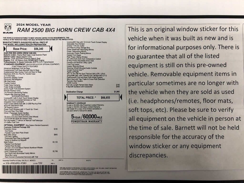 Used 2024 Ram 2500 Big Horn Truck Crew Cab