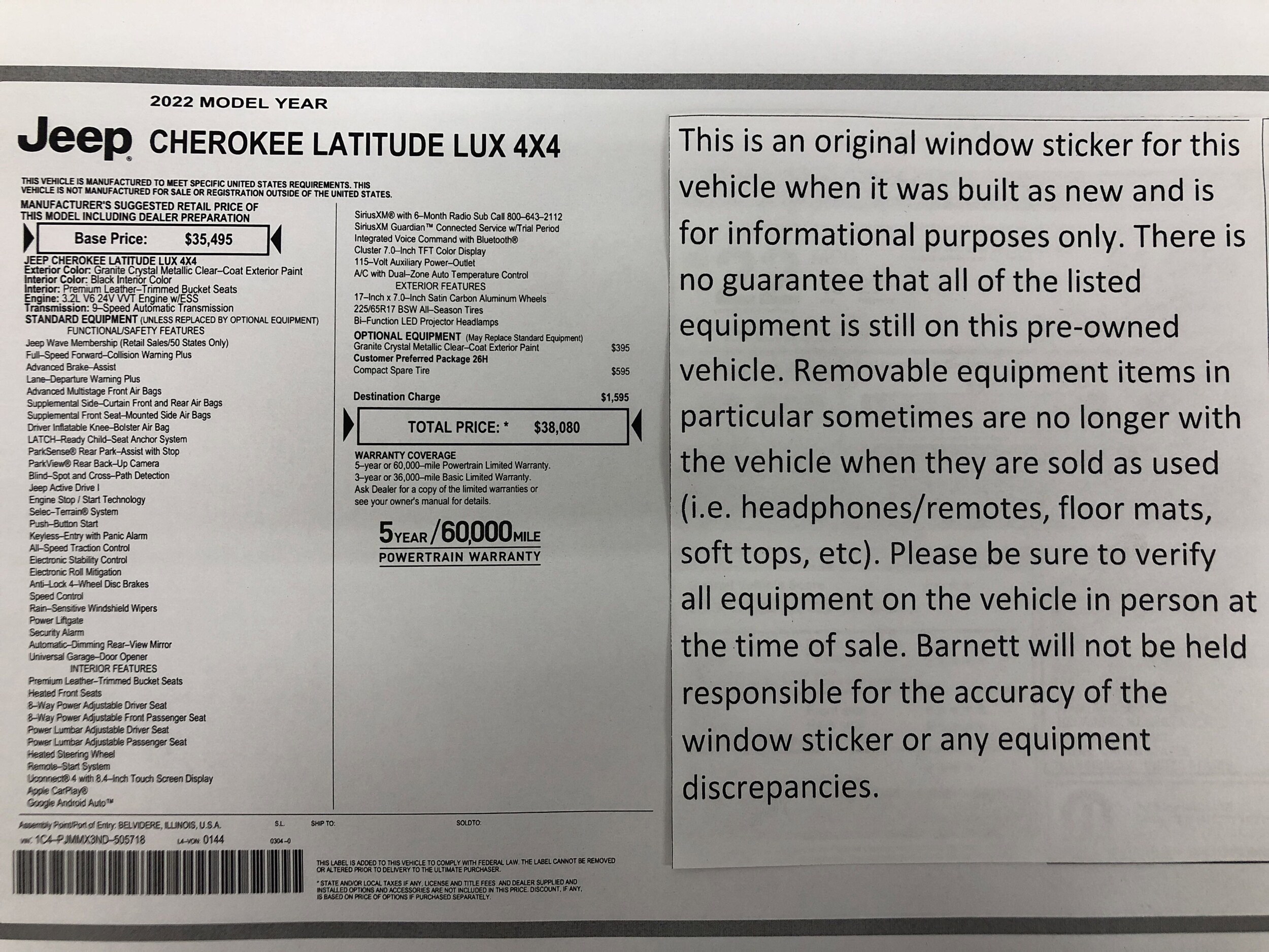 Used 2022 Jeep Cherokee Latitude Lux with VIN 1C4PJMMX3ND505718 for sale in White Bear Lake, Minnesota