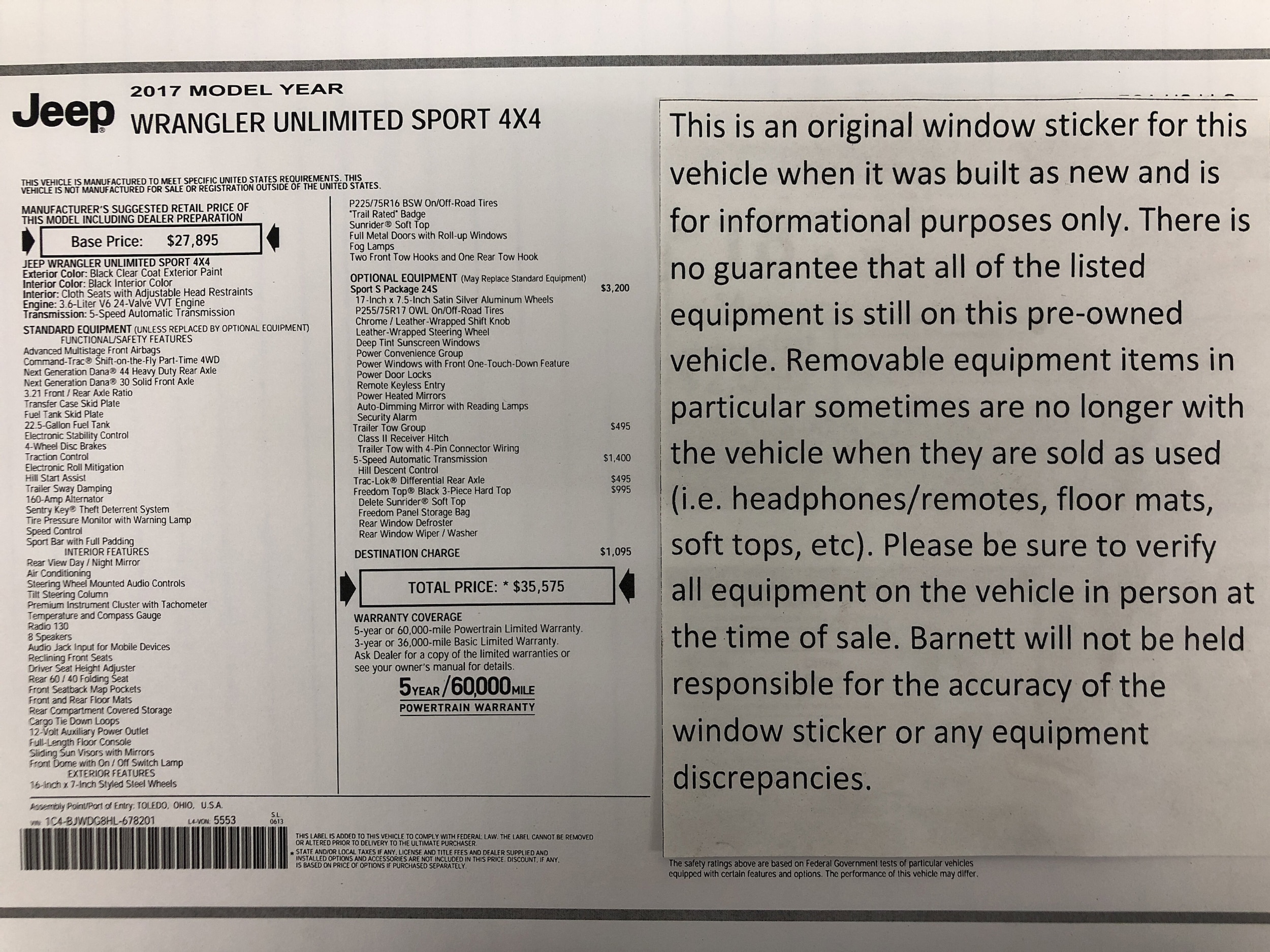 Used 2017 Jeep Wrangler Unlimited Sport S with VIN 1C4BJWDG8HL678201 for sale in Saint Paul, Minnesota