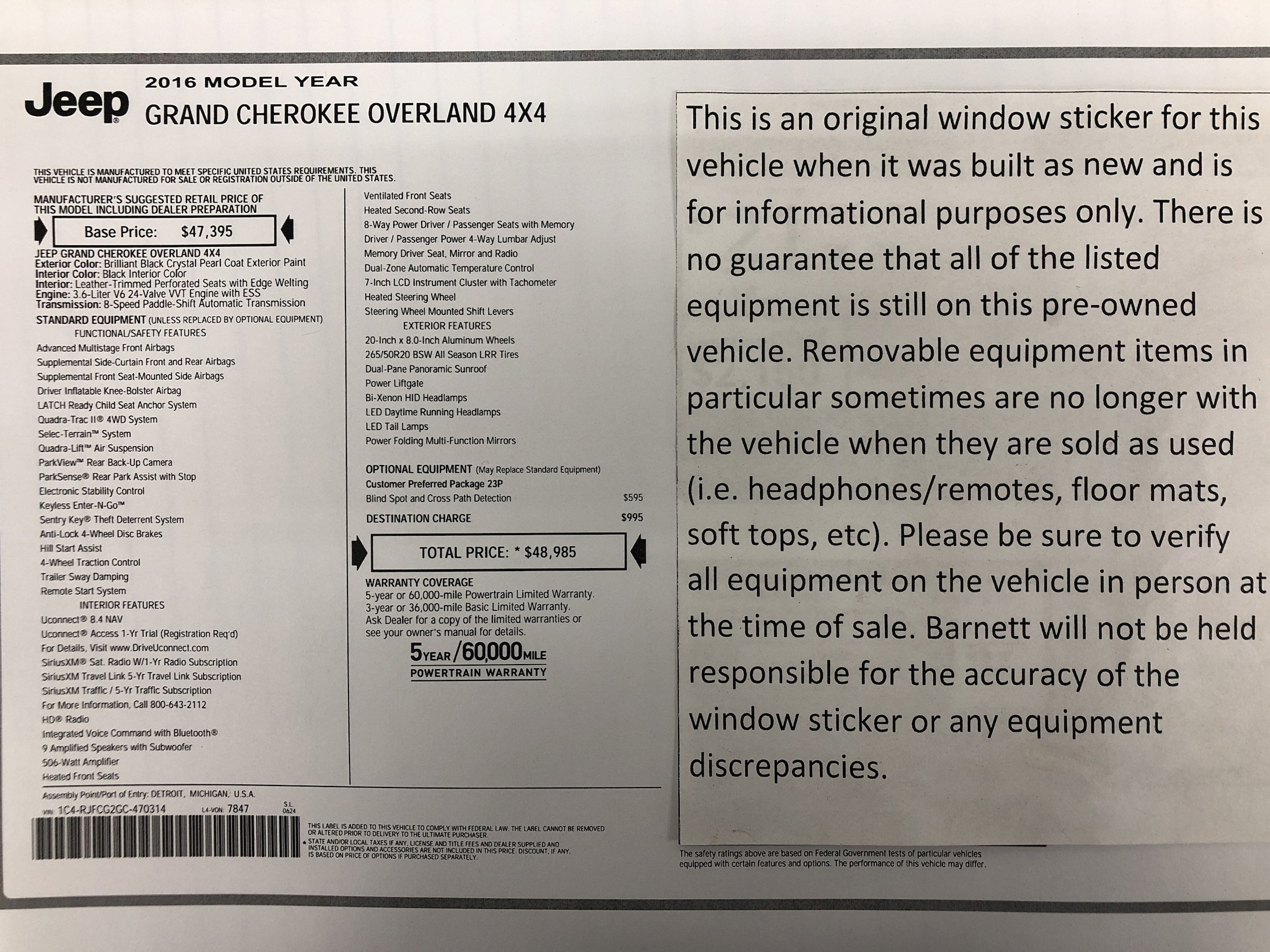 Used 2016 Jeep Grand Cherokee Overland with VIN 1C4RJFCG2GC470314 for sale in Saint Paul, Minnesota