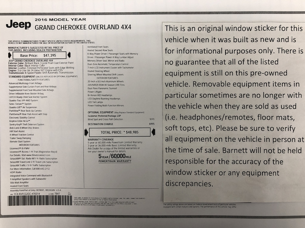 Used 2016 Jeep Grand Cherokee Overland SUV