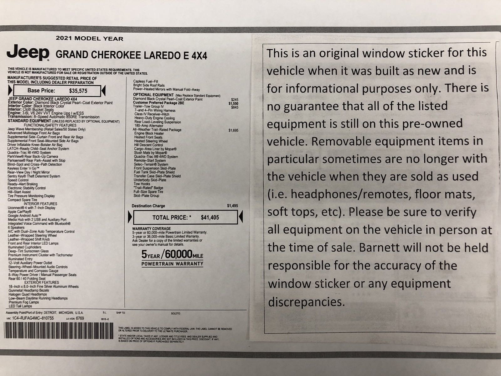 Used 2021 Jeep Grand Cherokee Laredo E with VIN 1C4RJFAG4MC810755 for sale in White Bear Lake, Minnesota