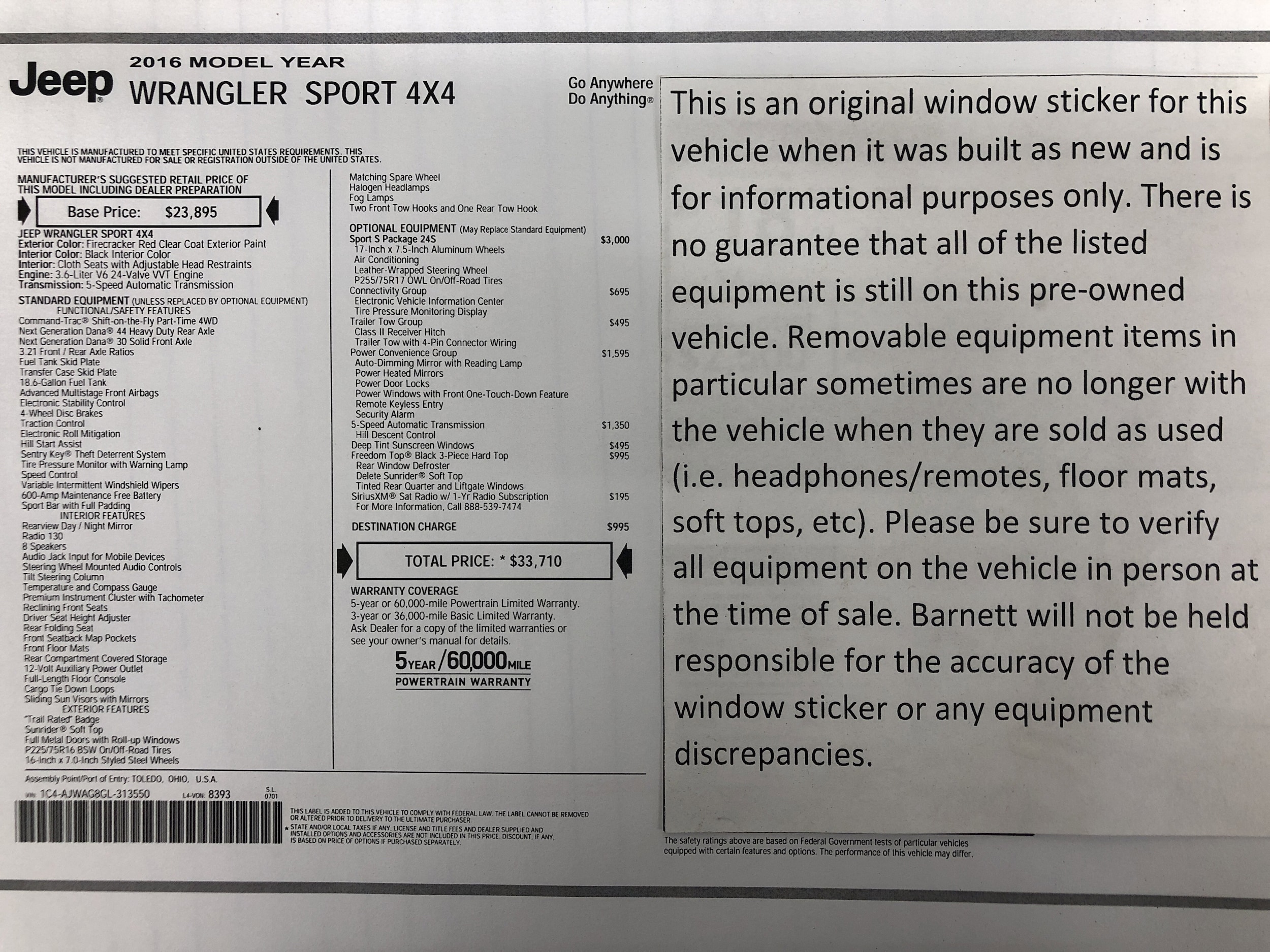 Used 2016 Jeep Wrangler Sport S with VIN 1C4AJWAG8GL313550 for sale in Saint Paul, Minnesota