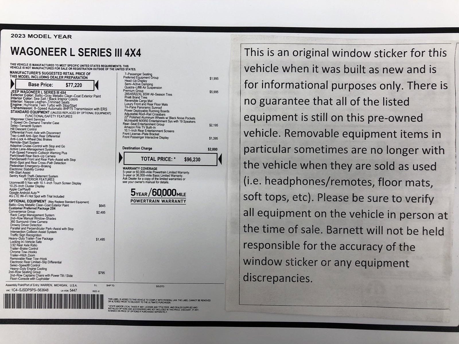 Used 2023 Jeep Wagoneer L Series III with VIN 1C4SJSDP5PS563648 for sale in White Bear Lake, Minnesota