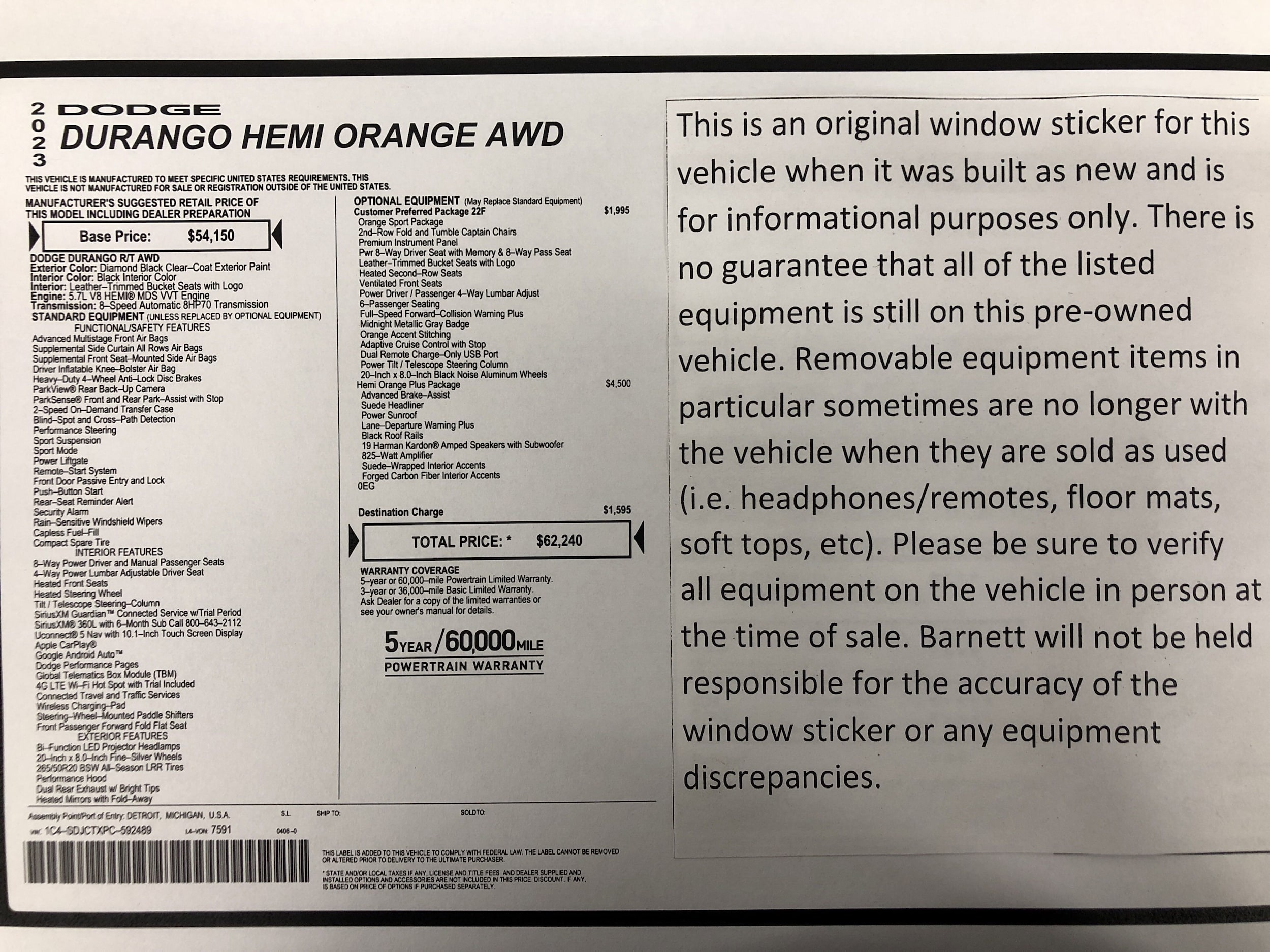 Used 2023 Dodge Durango R/T with VIN 1C4SDJCTXPC592489 for sale in White Bear Lake, Minnesota